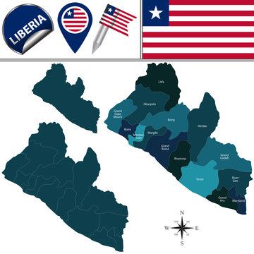 Map of Liberia with Named Counties