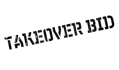 Takeover Bid rubber stamp. Grunge design with dust scratches. Effects can be easily removed for a clean, crisp look. Color is easily changed.
