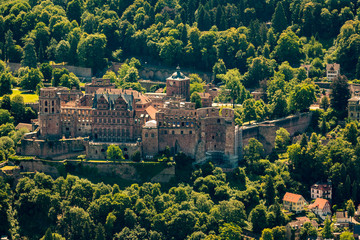 Fototapeta na wymiar The palace at dawn of Heidelberg