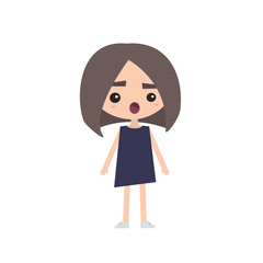 Shocked girl flat vector illustration, Editable vector cartoon