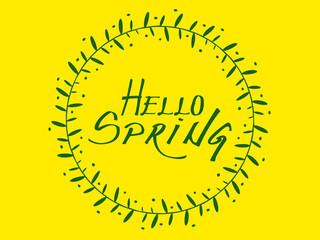 Spring wreath with hello spring text 