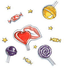 sweet lollipops and candy