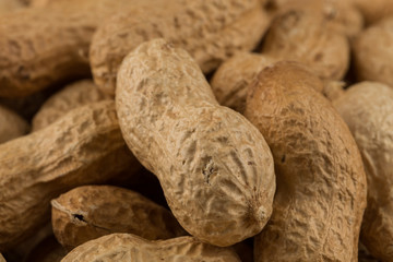 Pile of peanuts shells close up