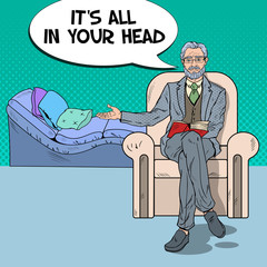 Pop Art Psychologist Welcomes to Visit. Vector illustration