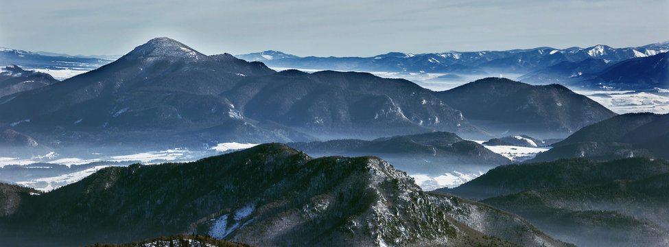 Winter landscape and peaks in national park Mala Fatra,Slovakia