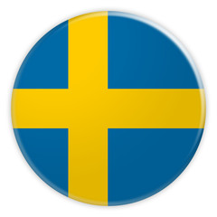 Sweden Flag Button, 3d illustration on white background