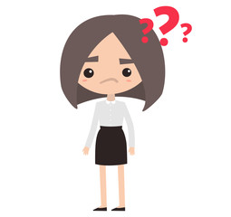 Young office worker is asking question, flat vector illustration