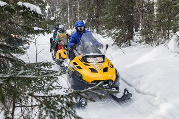 Athlete on a snowmobile