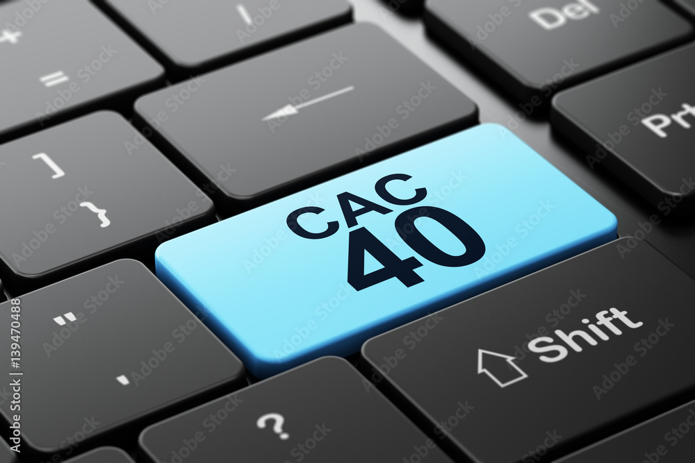 Poster stock market indexes concept: cac 40 on computer keyboard background