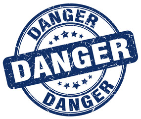 danger blue grunge round vintage rubber stamp