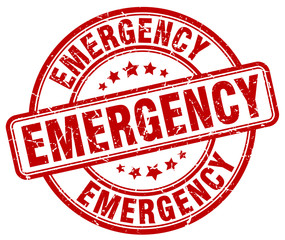 emergency red grunge round vintage rubber stamp