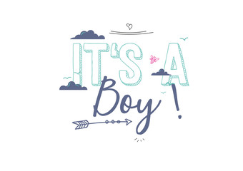 Baby Birth Card Modern Lettering Design