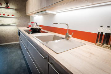 Moderne Küchenzeile, Nahaufnahme