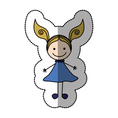 happy girl with two tails icon, vector illustraction design