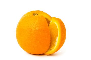 Wet orange on a white