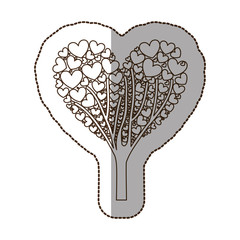 figure tree with heart leaves icon, vector illustraction design image