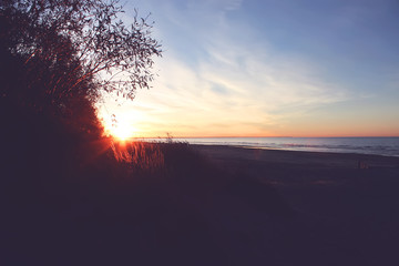 Seascape at sunset in Latvia, White Dune, Saulkrasti.