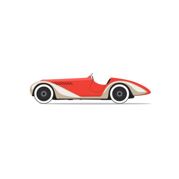 Vector red retro car. Side view