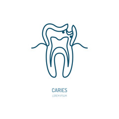 Caries treatment. Dentist line icon. Dental care sign, medical elements. Health care thin linear symbol for dentistry clinic.