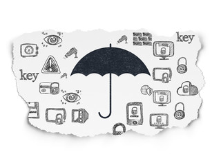 Fototapeta na wymiar Privacy concept: Umbrella on Torn Paper background