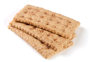 three grain crispbreads isolated on white background
