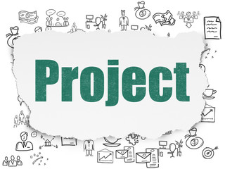 Finance concept: Project on Torn Paper background