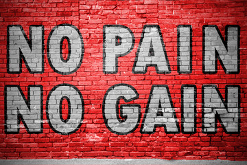 No Pain No Gain Ziegelsteinmauer Graffiti