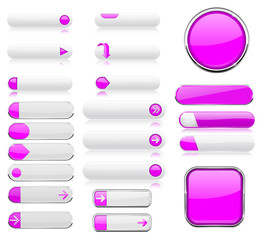 Purple and white menu buttons. Interface elements with metal frame
