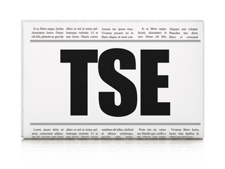 Stock market indexes concept: newspaper headline TSE