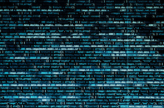 Script code on monitor, closeup. Software development concept