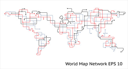 Naklejka premium World Earth Map Network scheme 