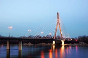 Bridge Swietokrzyski over the Vistula river in Warsaw, Poland