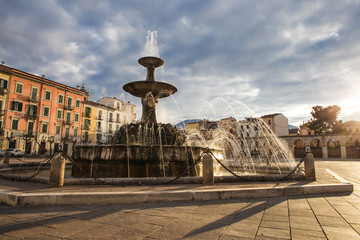 Fototapeta premium Garibaldi square to Sulmona downtown at sunset