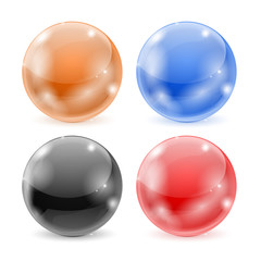 Shiny glass ball. Colored 3d sphere set