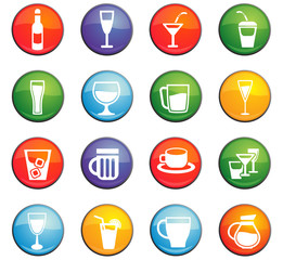 glasses and cups icon set