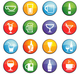 glasses and cups icon set