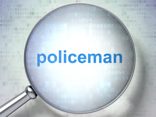 Law concept: Policeman with optical glass