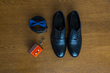 Set groom Butterfly shoes Belts Cufflinks Watches Men's Accessories