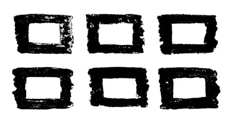 Hand drawing vector square design elements. Set of black color copy space. Texture, templates, frames, background.