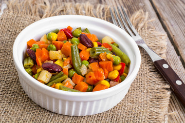 Mixture of vegetables for Mexican with red beans and sweet corn