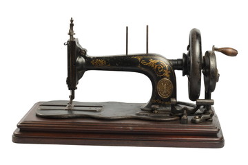 vintage sewing machine on white background