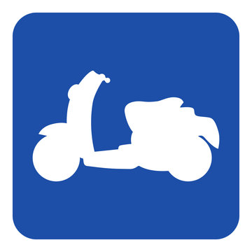 blue, white information sign - scooter icon