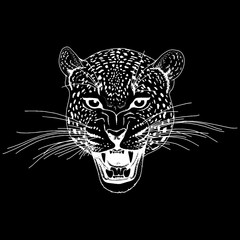 Leopard face tattoo ,Vector illustration, print