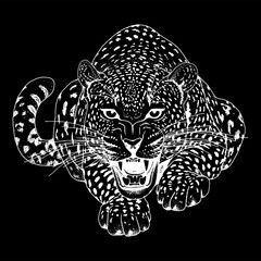 Leopard face tattoo ,Vector illustration, print