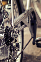 Fototapeta na wymiar Bicycle. Chain and rear gear.