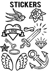 набор сет стикеры олд скул