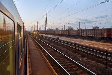 Fototapeta na wymiar Train Journey at Dusk