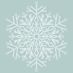 Round vector white snowflake. Abstract winter ornament. Fine snowflake