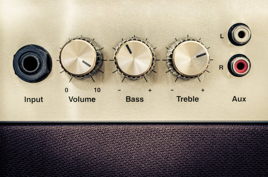 Detail of sound volume controls in vintage style