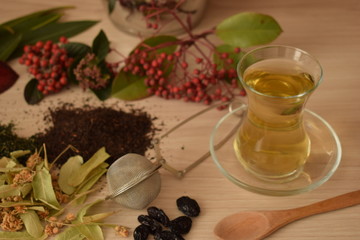 glass cup of linden tea